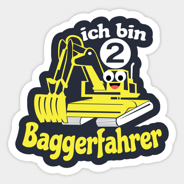 Ich bin 2 Jungen Geburtstag Baggerfahrer Sticker by HBfunshirts